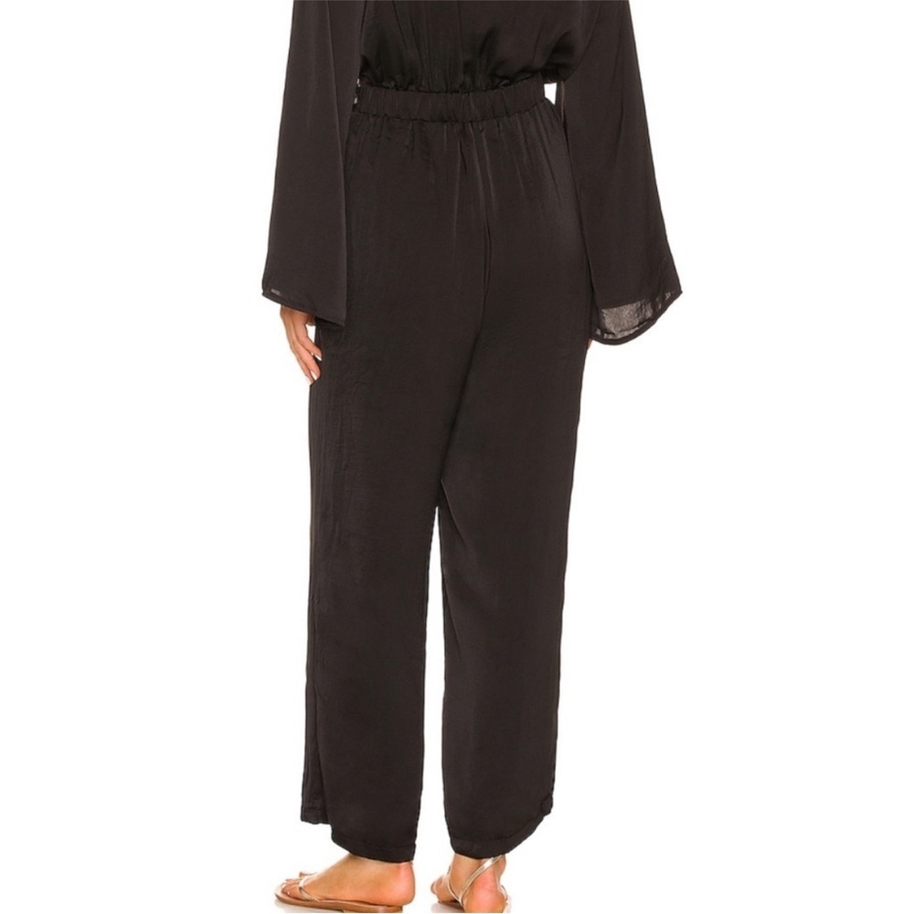 SNDYS x Revolve Pluto Tie Front Cut Out Jumpsuit in Black Sateen Size 6 - Picture 2 of 11